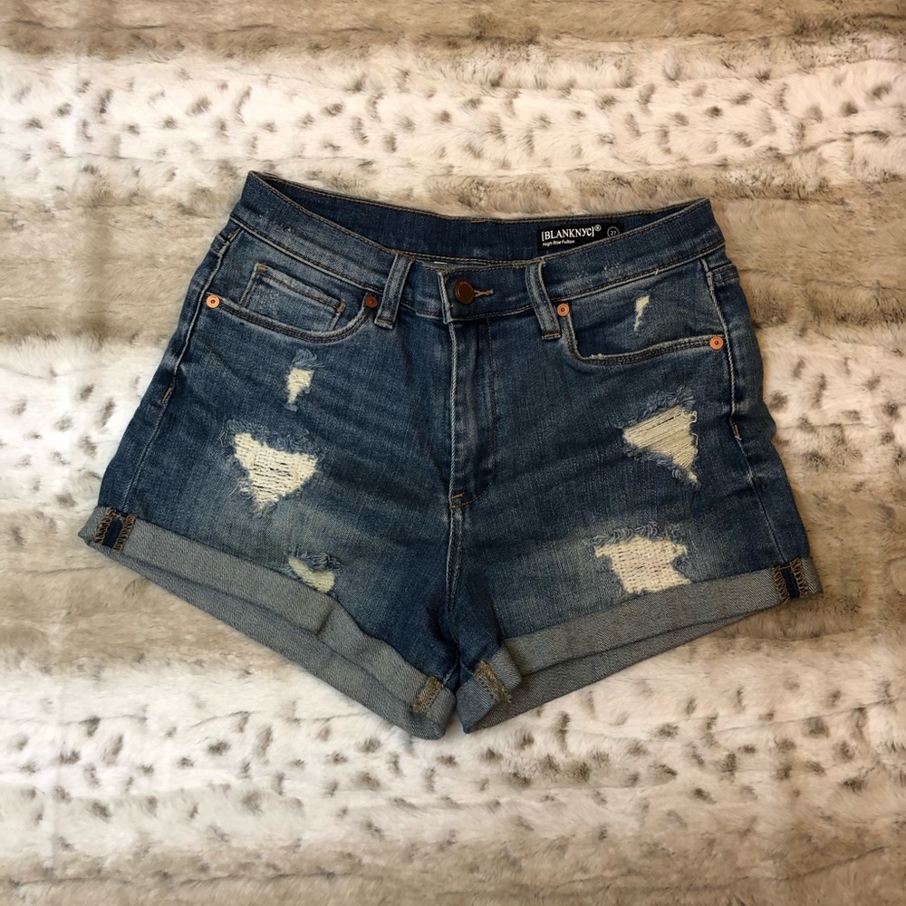 Blank NYC High Waisted Denim Distressed Shorts 27